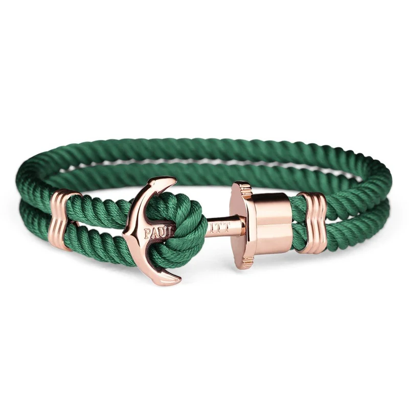 PAUL HEWITT Nylonarmband Roségold Grün PH-PH-N-R-G