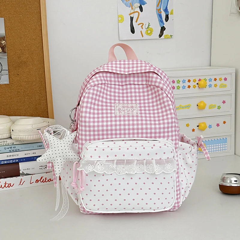 Stilvolle Gingham-Muster-Rucksack Karnz