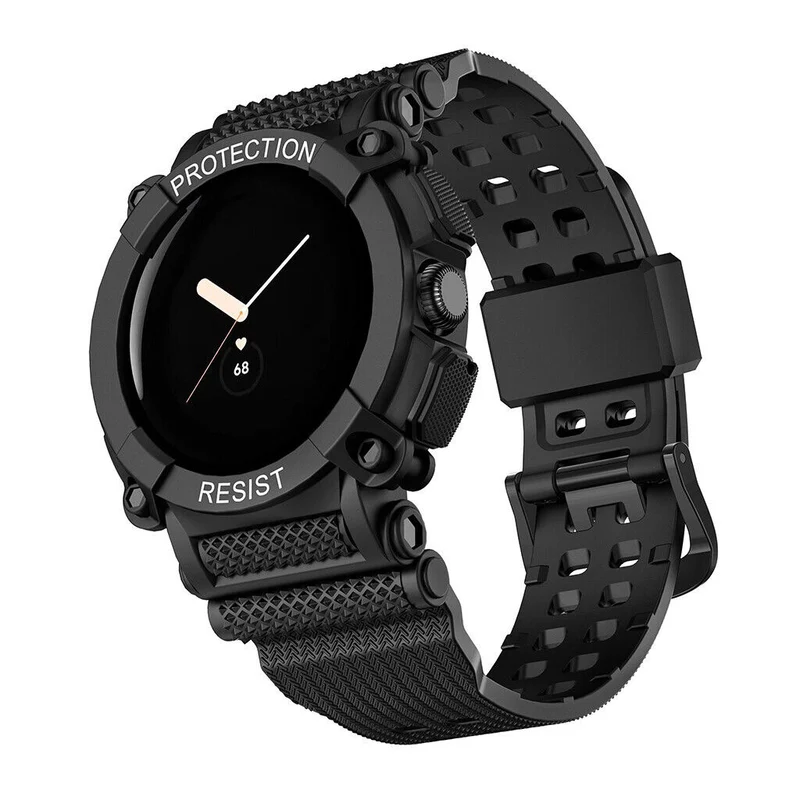 Google Pixel Watch 5 - 41mm TPU Armband mit integrierter Hülle (Schwarz)