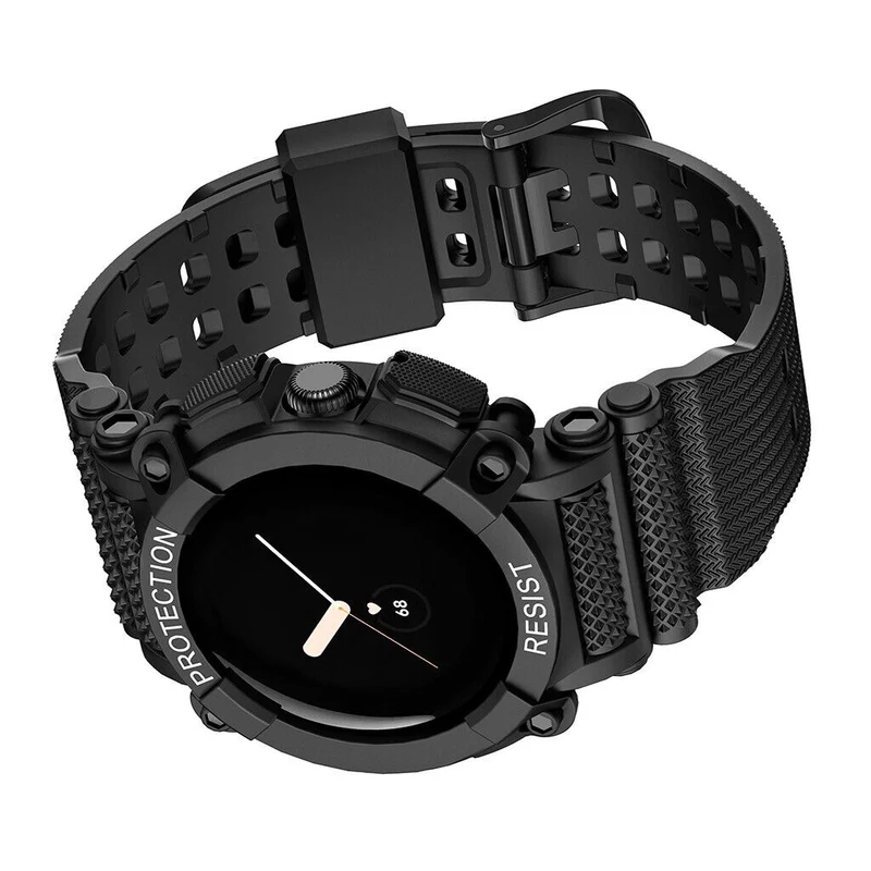Google Pixel Watch 5 - 41mm TPU Armband mit integrierter Hülle (Schwarz)