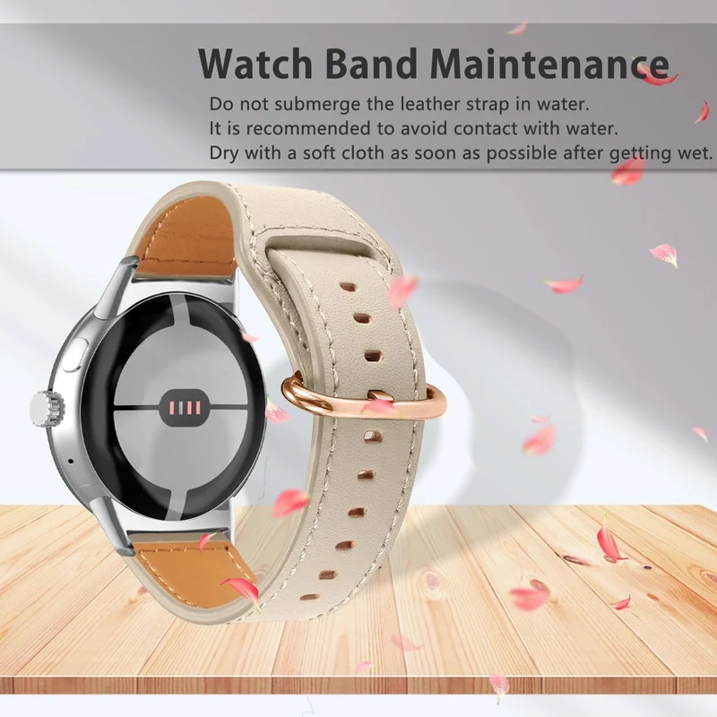 Google Pixel Watch 5 - 41mm Leder Schnallenarmband (Beige)