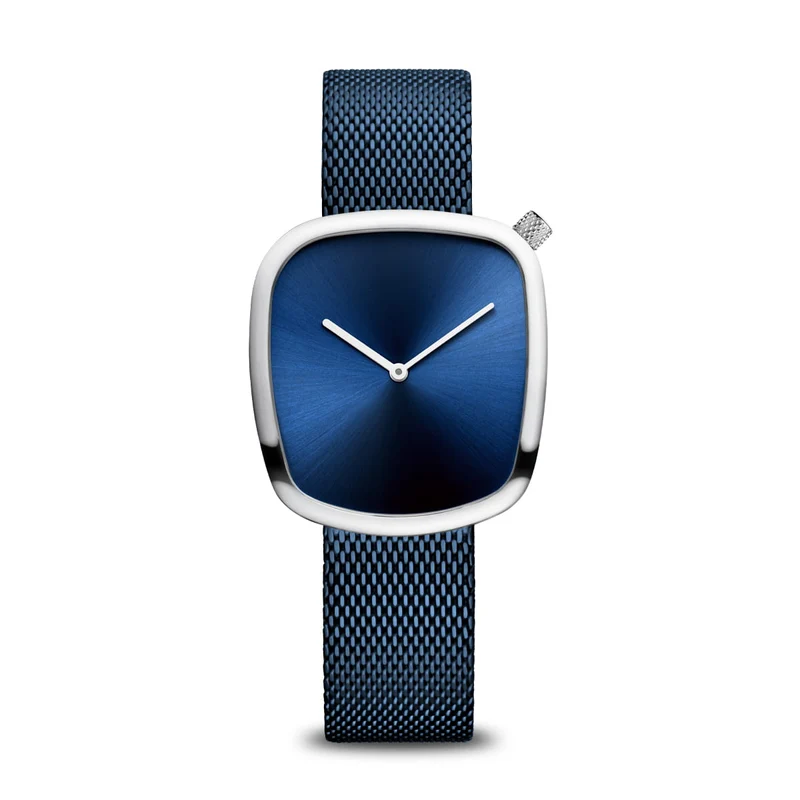 Bering Pebble 18034-307 Damen Armbanduhr Silber • Saphirglas • Milanaise-Armband