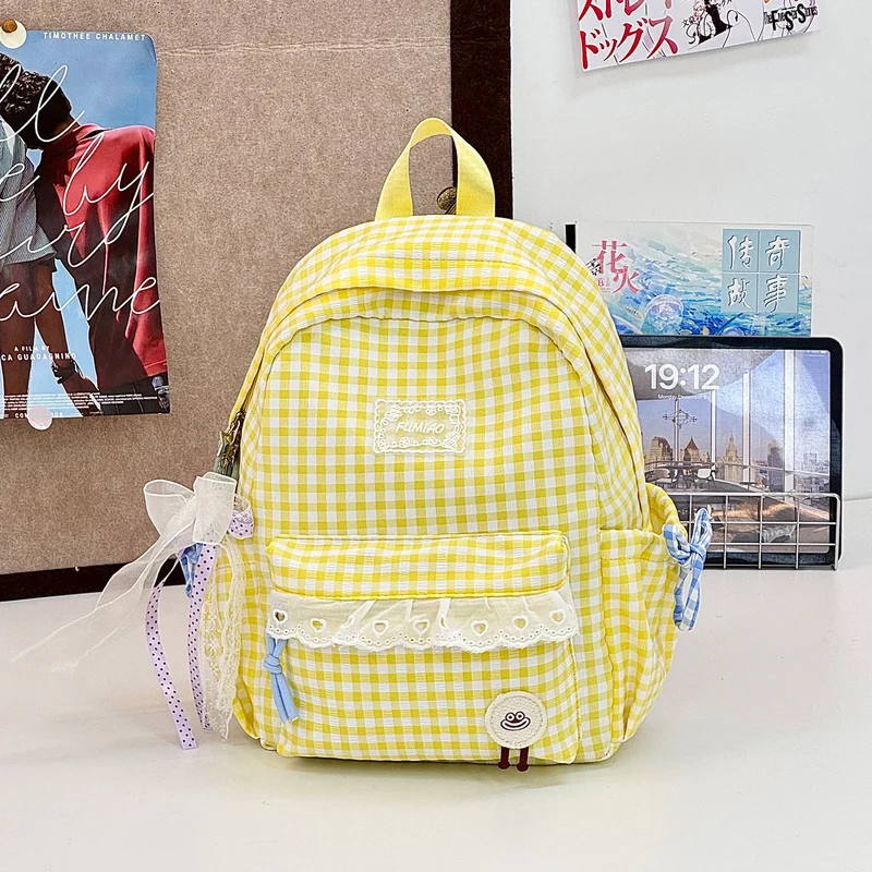 Süßer Gingham-Druck Schulranzen Karnz