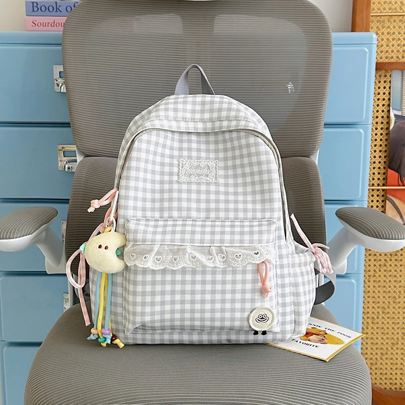 Süßer Gingham-Print-Rucksack Karnz