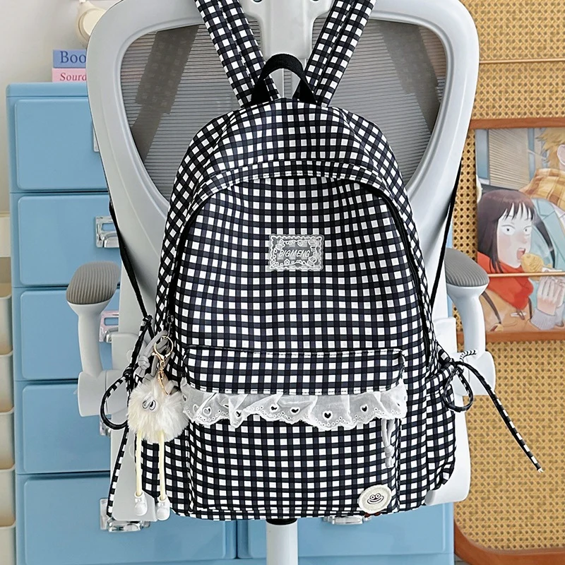Süßer Gingham-Print-Rucksack Karnz