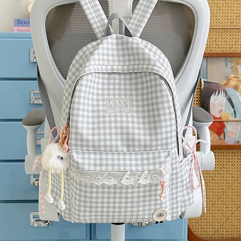 Süßer Gingham-Print-Rucksack Karnz