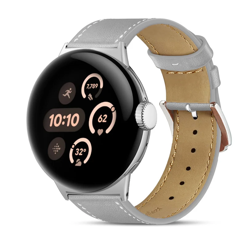 Google Pixel Watch 5 - 45mm Modernes Lederarmband (Grau)
