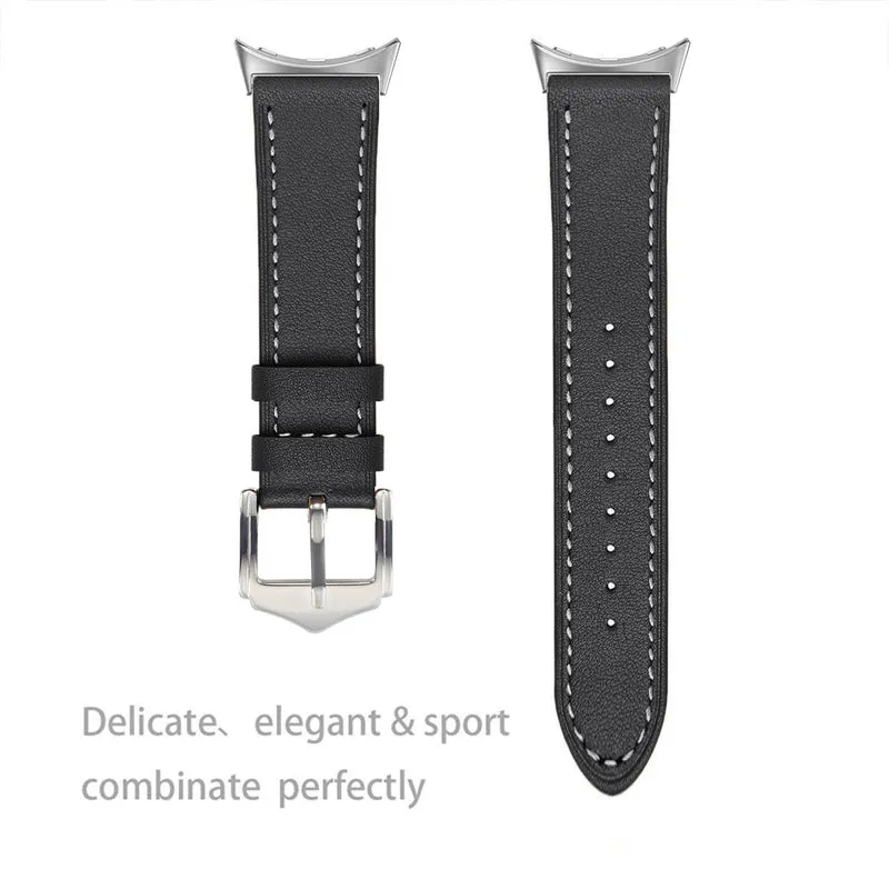 Google Pixel Watch 5 - 45mm Modernes Lederarmband (Schwarz)