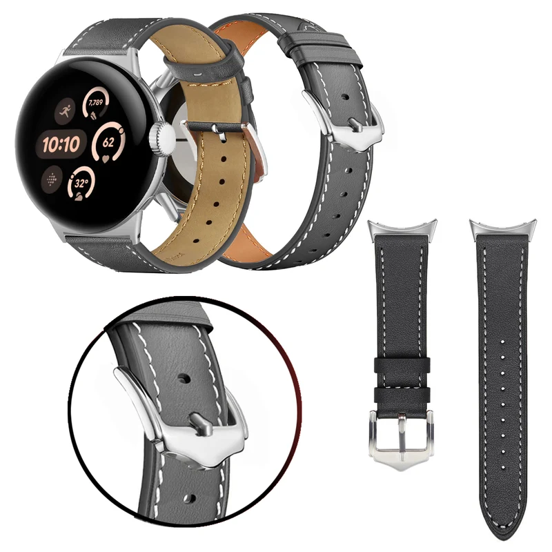 Google Pixel Watch 5 - 45mm Modernes Lederarmband (Schwarz)
