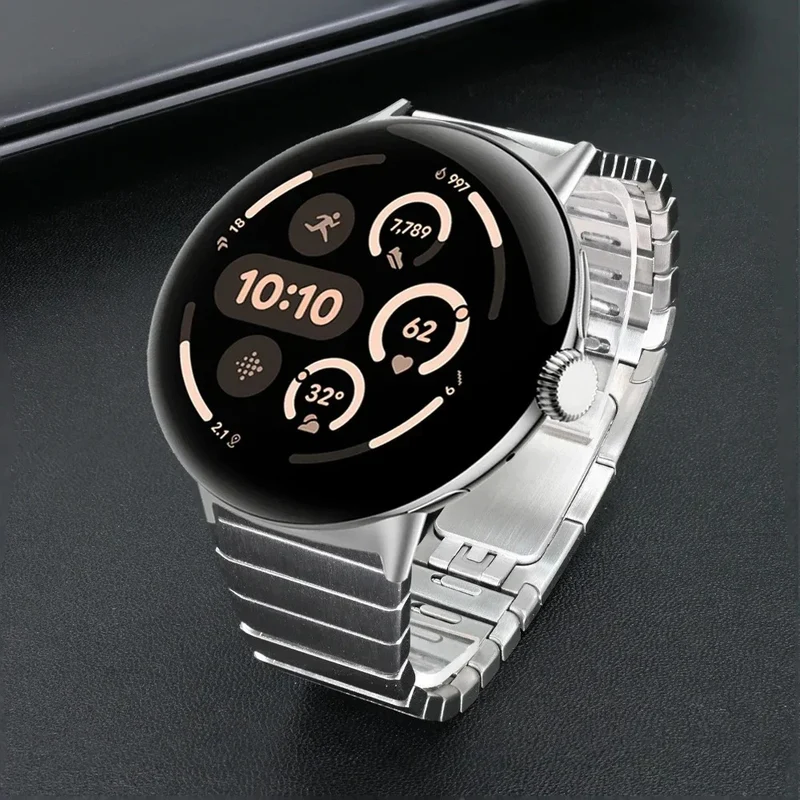 Google Pixel Watch 5 - 45mm Premium Metall-Gliederarmband (Silber)
