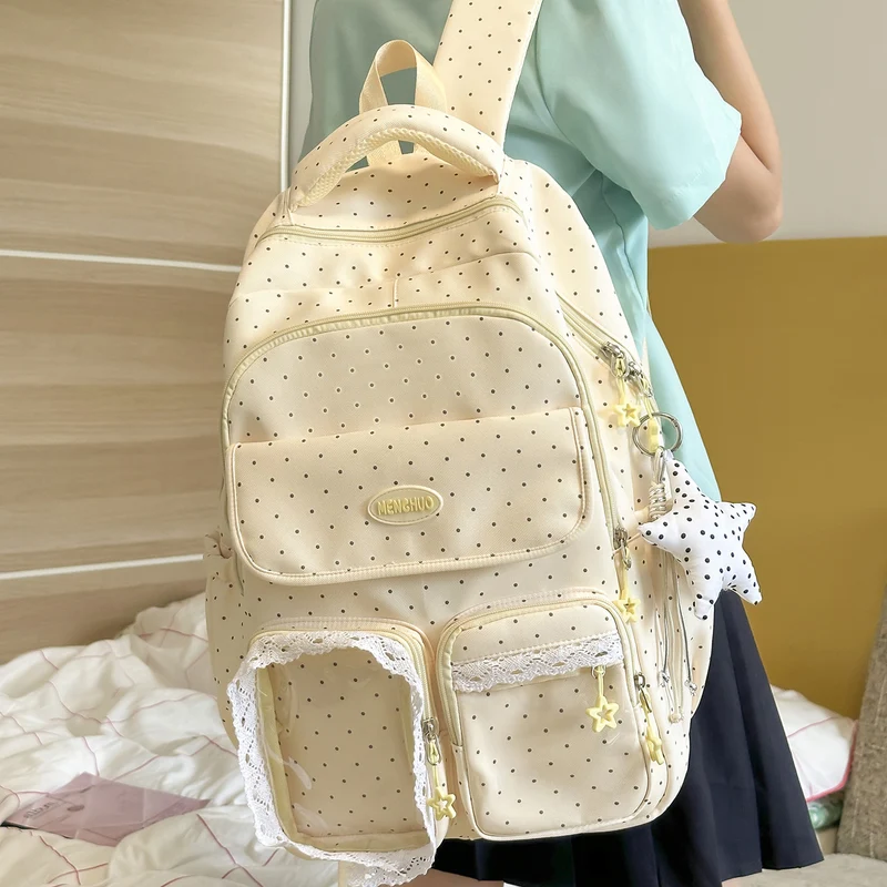 Niedlicher dekorativer gepunkteter Schulrucksack Karnz