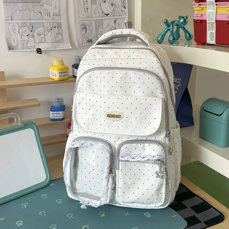 Niedlicher dekorativer gepunkteter Schulrucksack Karnz