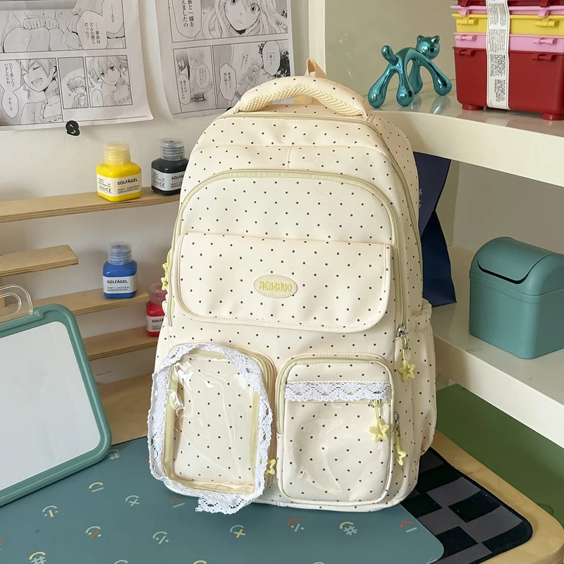 Niedlicher dekorativer gepunkteter Schulrucksack Karnz
