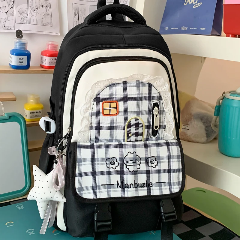 Hübscher dekorativer karierten Schulrucksack Karnz