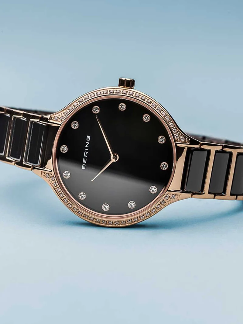 Bering Ceramic 30434-746 Damen Armbanduhr Schwarz/Roségold • Saphirglas • Keramikarmband