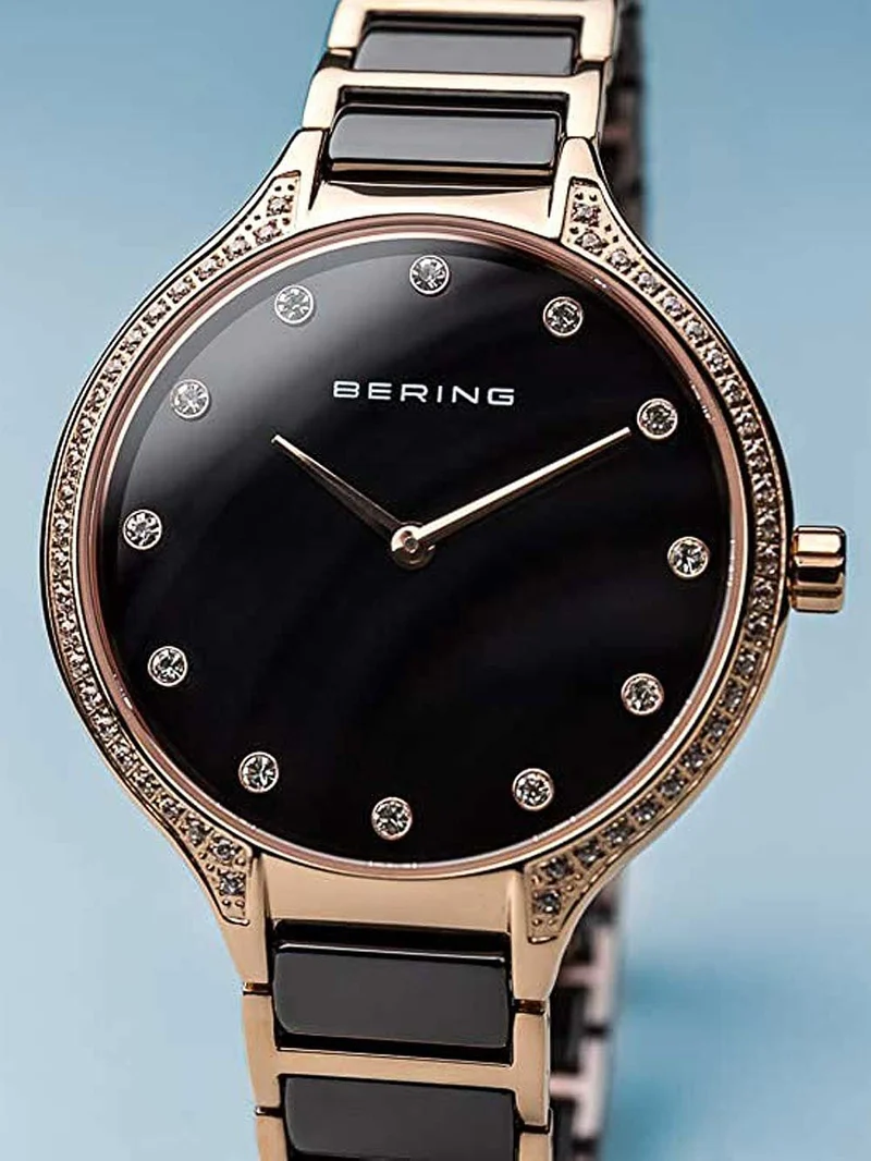 Bering Ceramic 30434-746 Damen Armbanduhr Schwarz/Roségold • Saphirglas • Keramikarmband