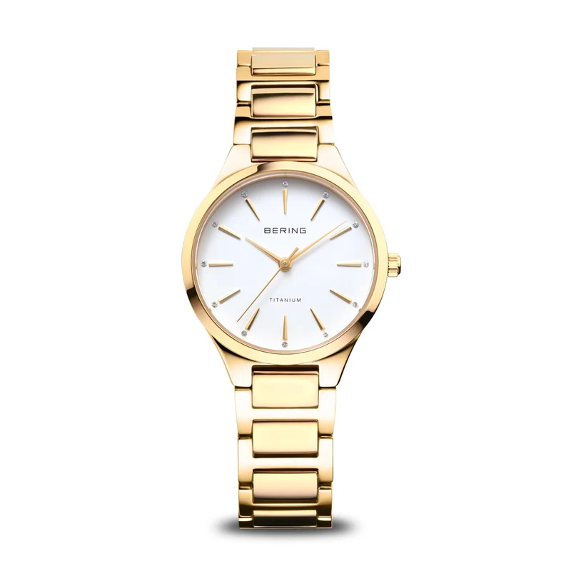 Bering Classic Titanium 15630-734 Damenuhr Gold • Saphirglas • Swarovski-Elemente