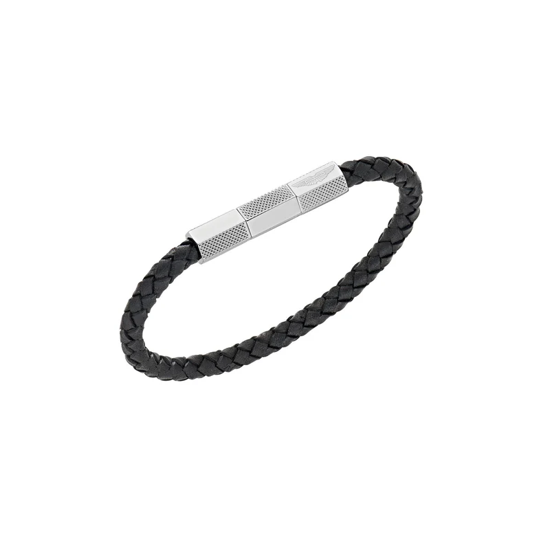 ASTON MARTIN Armband Herren AML THRILL Lederband Edelstahl Dunkelblau/Silber MJRIF5BU4
