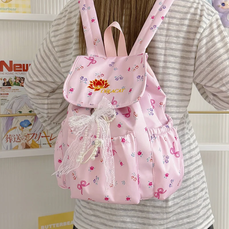 Blumenverzierte Drawstring-Rucksack Karnz