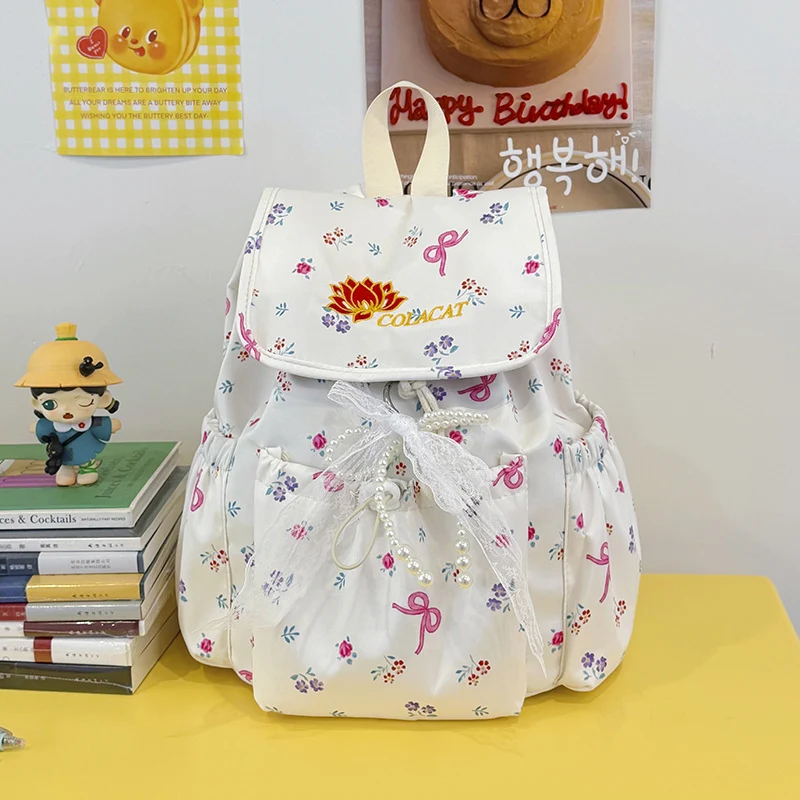 Blumenverzierte Drawstring-Rucksack Karnz
