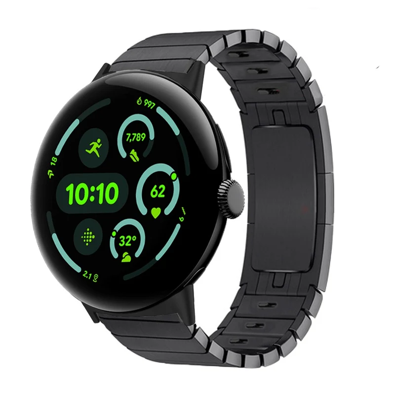 Google Pixel Watch 5 - 45mm Premium Metall-Gliederarmband (Schwarz)