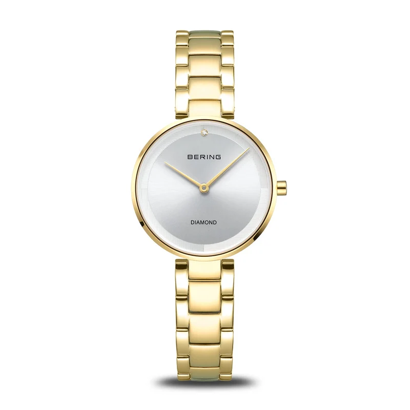 Bering Classic 17529-730 Damenuhr Gold • Saphirglas • Echter Diamant