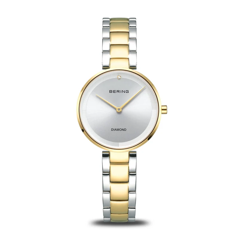 Bering Classic 17529-710 Damen Armbanduhr Goldfarben • Saphirglas • Echter Diamant