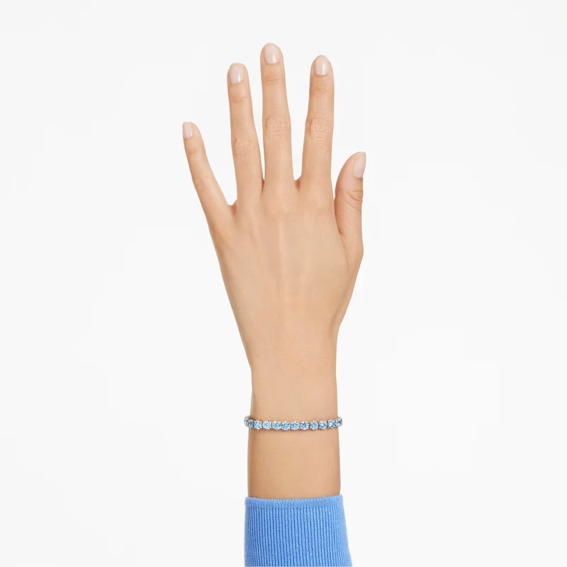 Swarovski Armband Unisex Matrix Tennis „Round‑Cut Blue“ Länge ca. 15,5 cm, Größe S Weiß/Rhodium 5648927