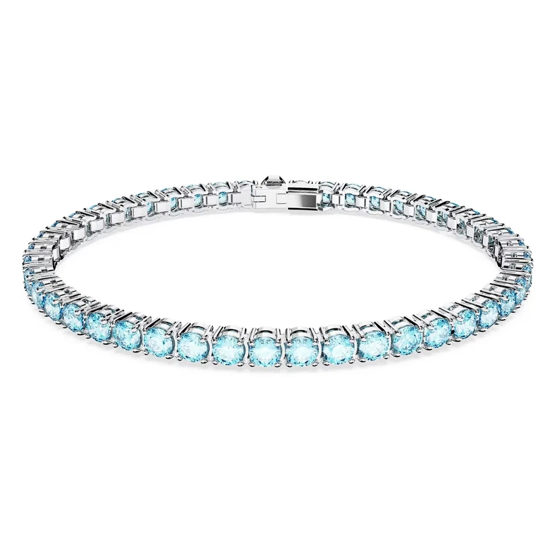 Swarovski Armband Unisex Matrix Tennis „Round‑Cut Blue“ Länge ca. 15,5 cm, Größe S Weiß/Rhodium 5648927
