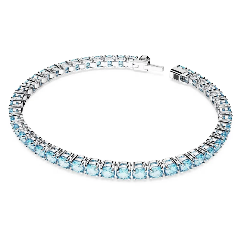 Swarovski Armband Unisex Matrix Tennis „Round‑Cut Blue“ Länge ca. 15,5 cm, Größe S Weiß/Rhodium 5648927
