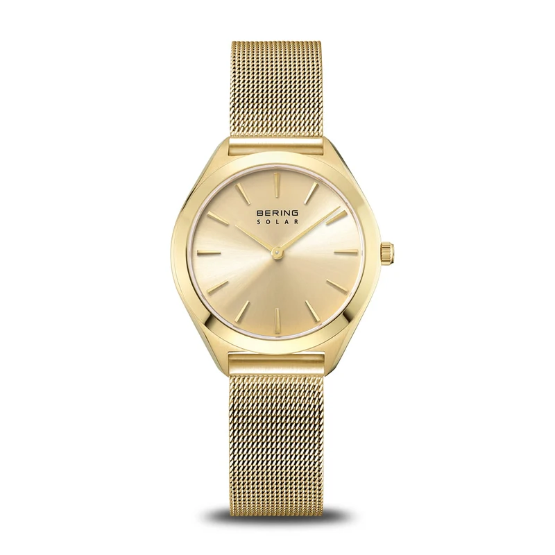 Bering Solar 17331-333 Damenuhr Goldfarben • Saphirglas • Solar-Quarzwerk