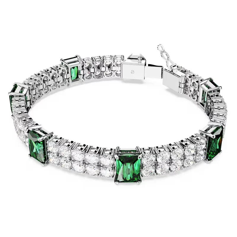 Swarovski Armband Unisex Matrix Tennis Grün, Weiß Rhodiniert 48/M 5666163