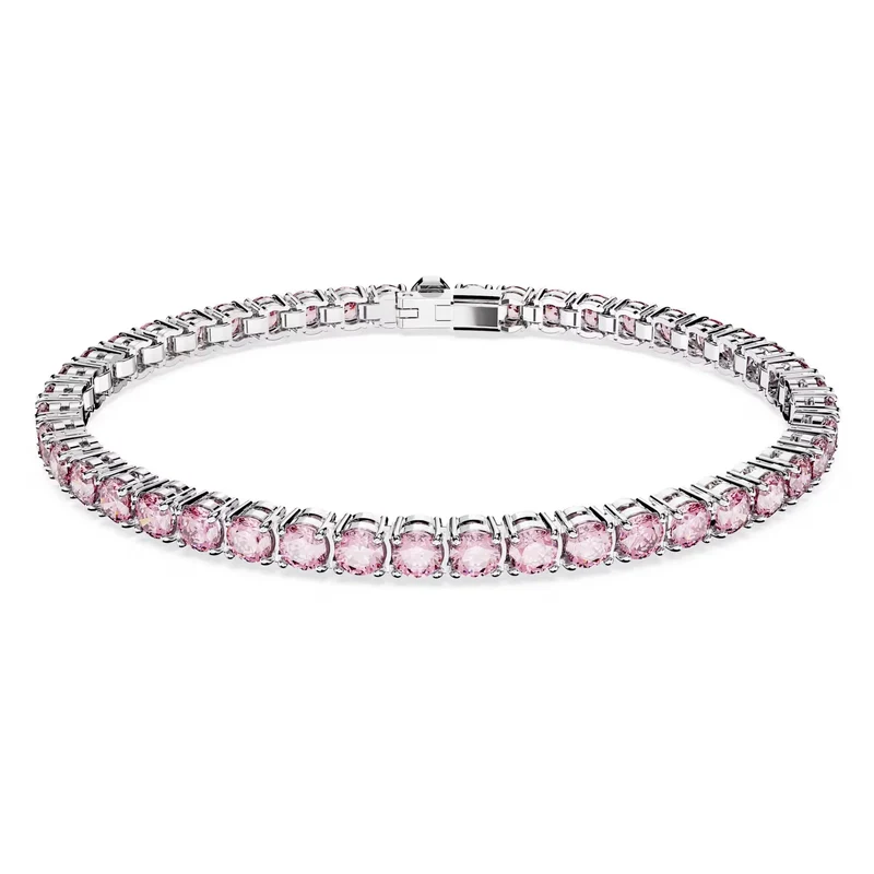 Swarovski Armband Unisex Matrix Tennis Rundschliff Rosa Rhodiniert Größe S 5648930