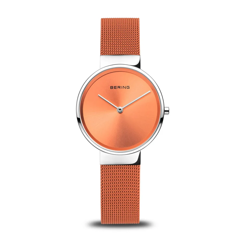 Bering Classic 14531-505 Damenuhr Orange • Saphirglas • Milanaise-Armband