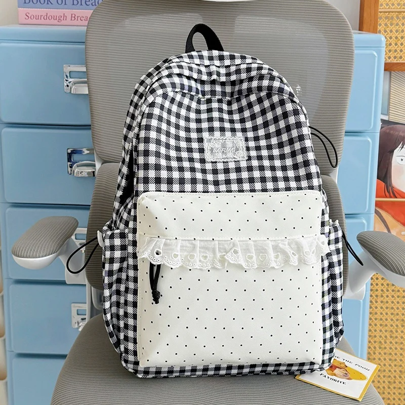 Niedlicher karierten Muster Rucksack Karnz