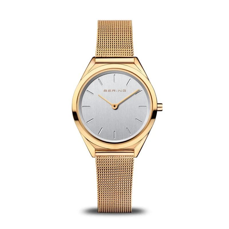 Bering Ultra Slim 17031-334 Damenuhr Goldfarben • Saphirglas • Milanaise-Armband