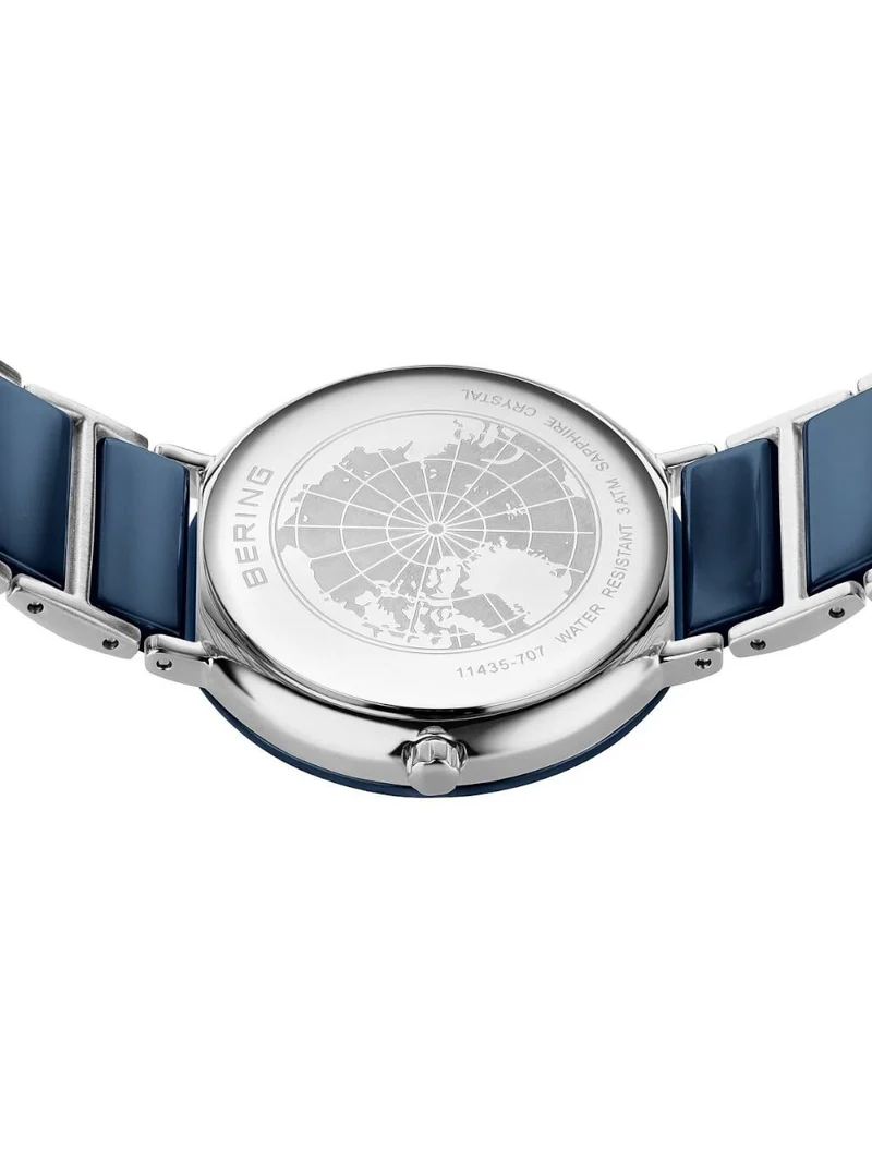 Bering Ceramic 11435-707 Damen Armbanduhr Silber • Saphirglas • Diamant-Indizes