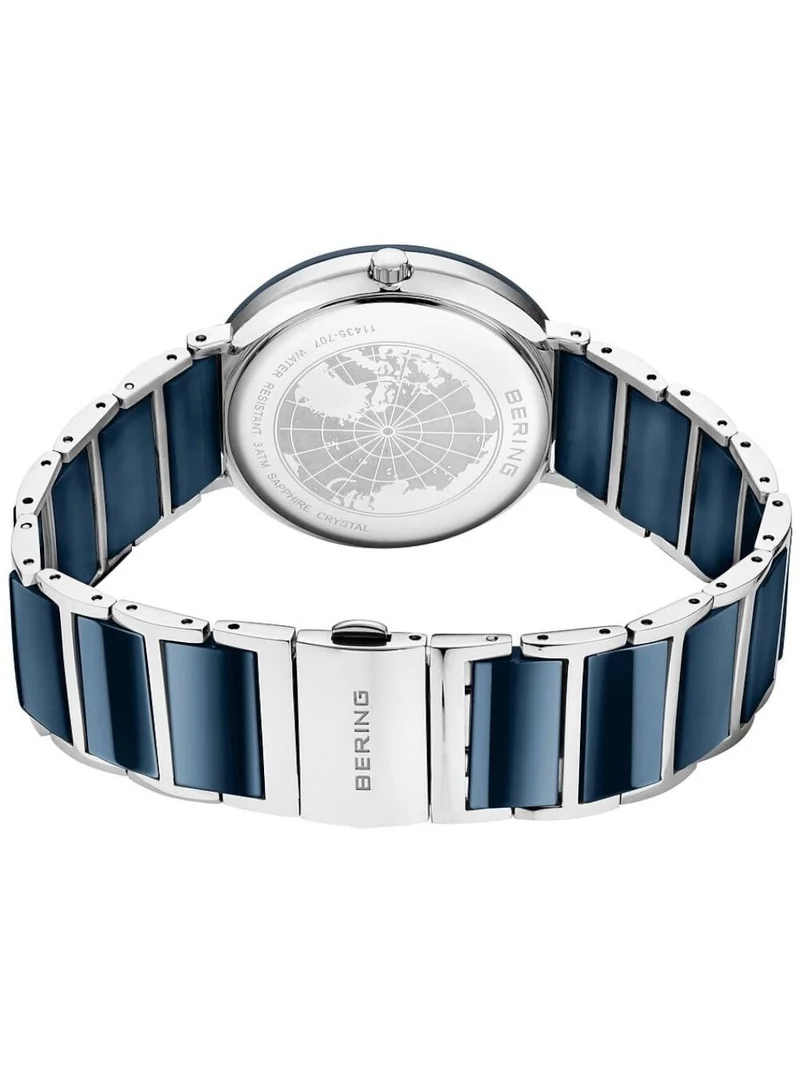 Bering Ceramic 11435-707 Damen Armbanduhr Silber • Saphirglas • Diamant-Indizes