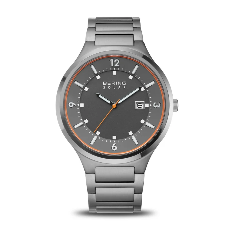 Bering 14442-777 Herren Slim-Solar Armbanduhr Grau • Saphirglas • Solarwerk ohne Batteriewechsel