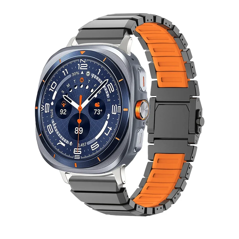 Samsung Galaxy Watch Ultra One Bead Titan-Hybridarmband (Schwarz/Orange)