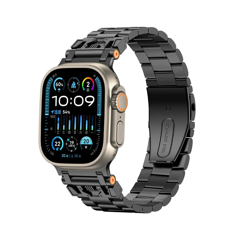 Apple Watch Mecha Stahlarmband (Schwarz)