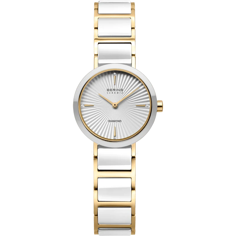 Bering Ceramic 10725-758 Damen Armbanduhr • Saphirglas • Hochglanz-Keramiklünette