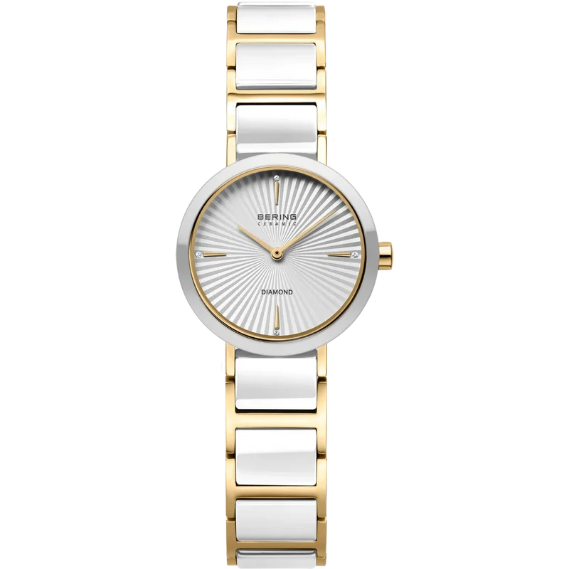 Bering Ceramic 10725-758 Damen Armbanduhr • Saphirglas • Hochglanz-Keramiklünette
