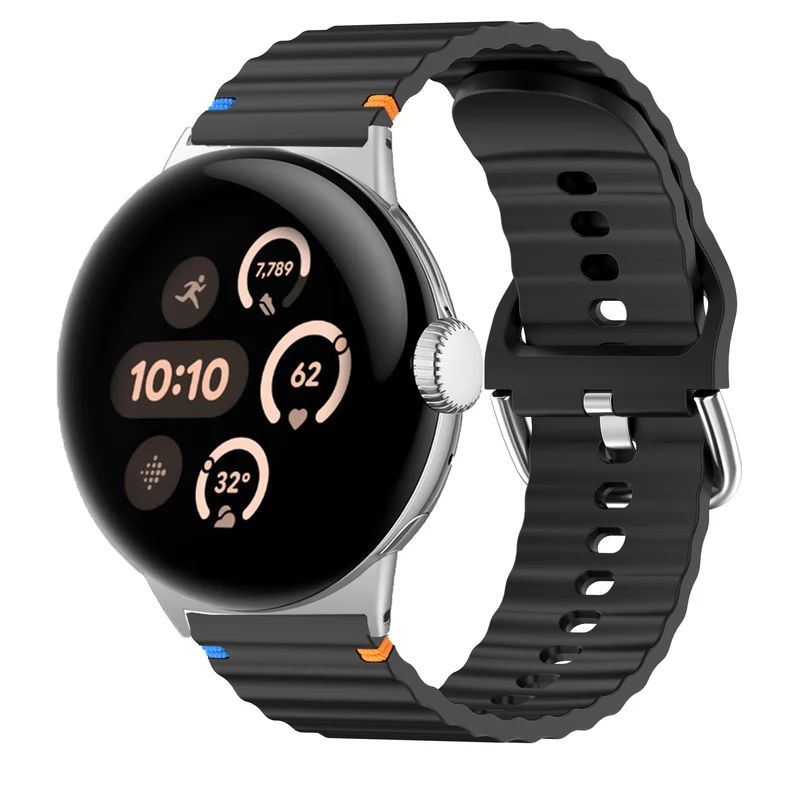 Google Pixel Watch 5 - 45mm Wave Silikonarmband (Schwarz)