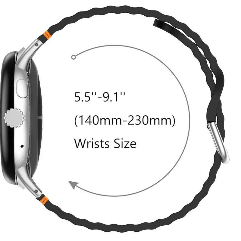 Google Pixel Watch 5 - 45mm Wave Silikonarmband (Schwarz)
