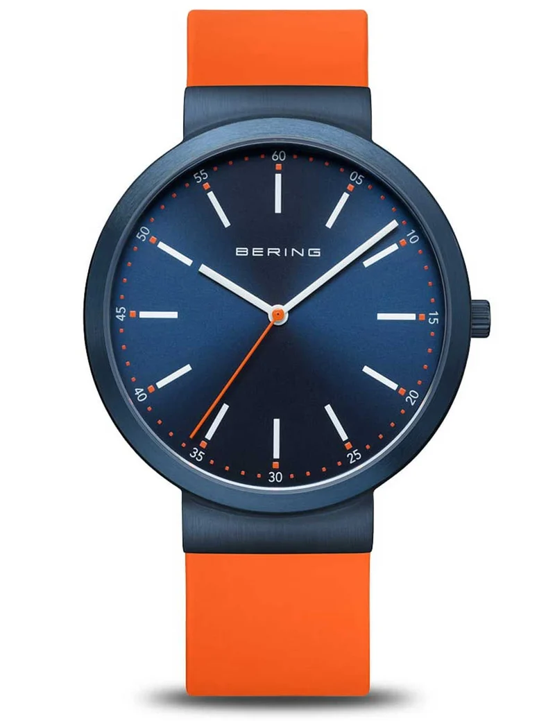 Bering Classic 10141-397 Herren Armbanduhr Blau • Saphirglas • Silikon-Set mit 2 Armbändern