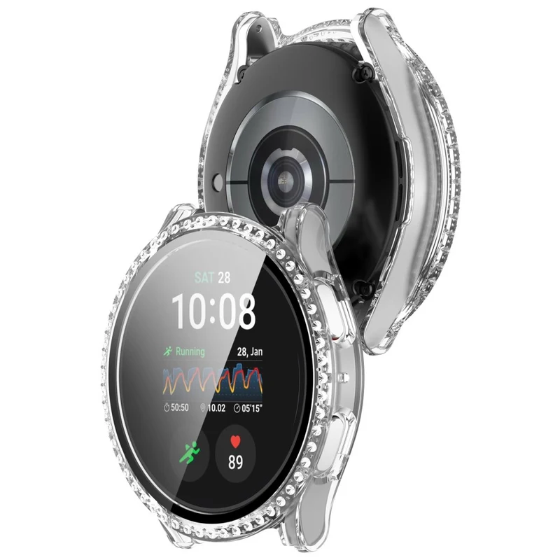 Stilvoll Samsung Galaxy Watch 7 40mm Hülle mit Displayschutz in Glas und Strass