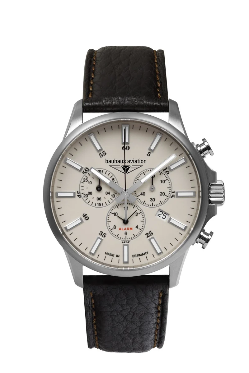 Bauhaus Aviation 2880-5 Herrenuhr Chronograph Titanium Beige • Saphirglas • Made in Germany