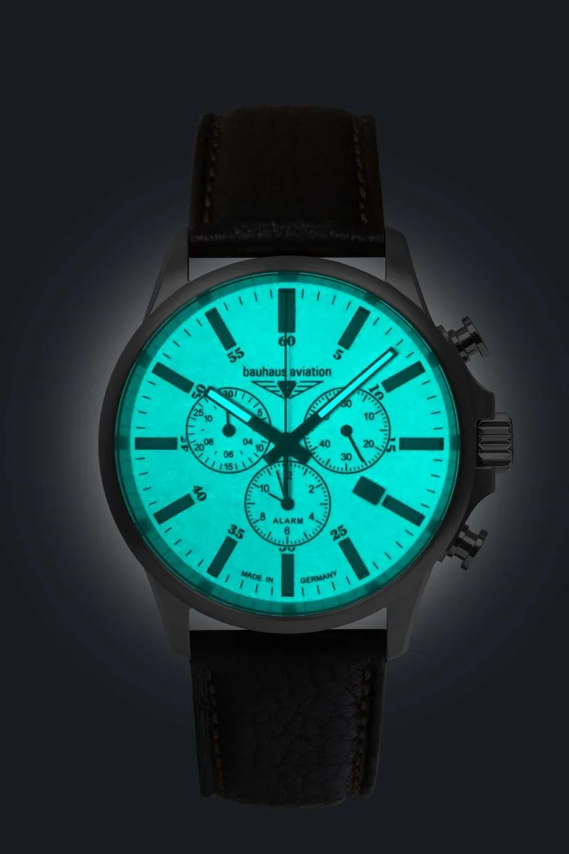 Bauhaus Aviation 2880-5 Herrenuhr Chronograph Titanium Beige • Saphirglas • Made in Germany