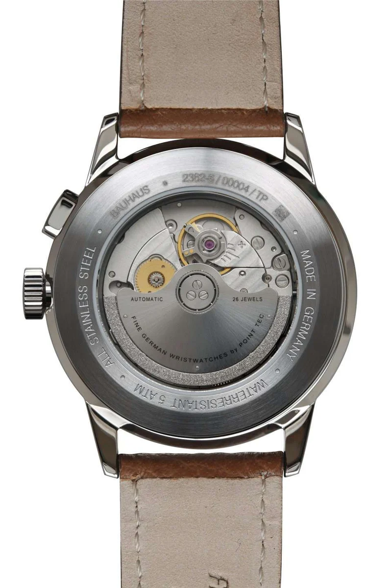 Bauhaus Aviation 2362-5 Herren Armbanduhr Beige • Automatikwerk mit Gangreserveanzeige • Mineralglas K1